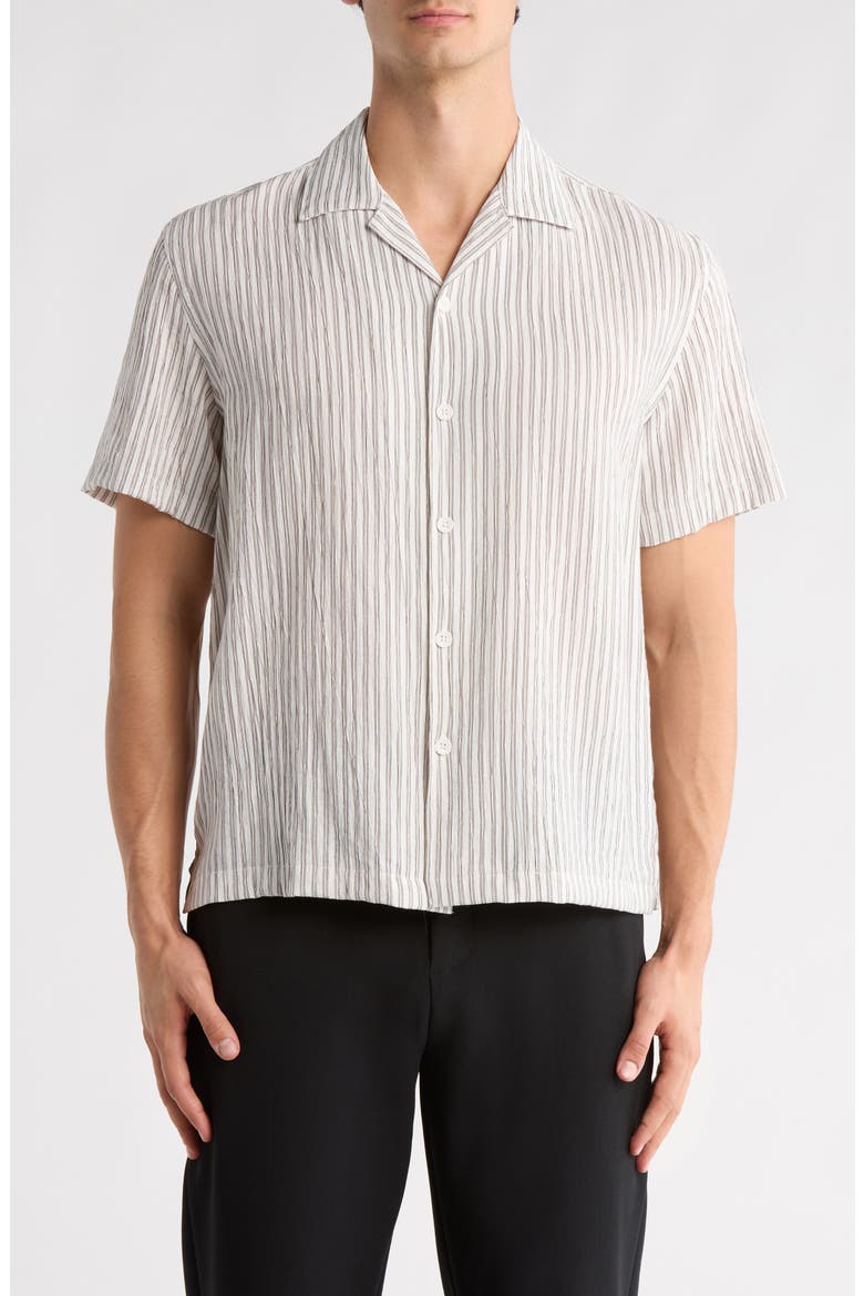 Stripe Print Relaxed Fit Camp Shirt, Main, color, OFF WHITE