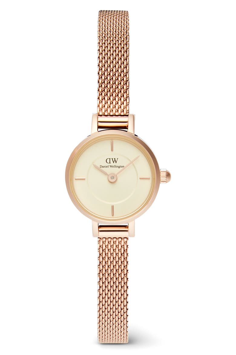 Petite Mini Melrose Mesh Watch, 19mm, Main, color, ROSE GOLD