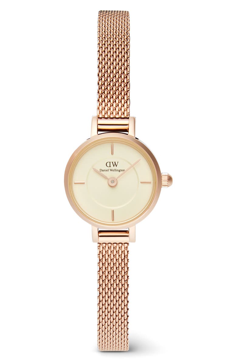 Daniel Wellington Petite Mini Melrose Mesh Watch, 19mm, Main, color, Rose Gold