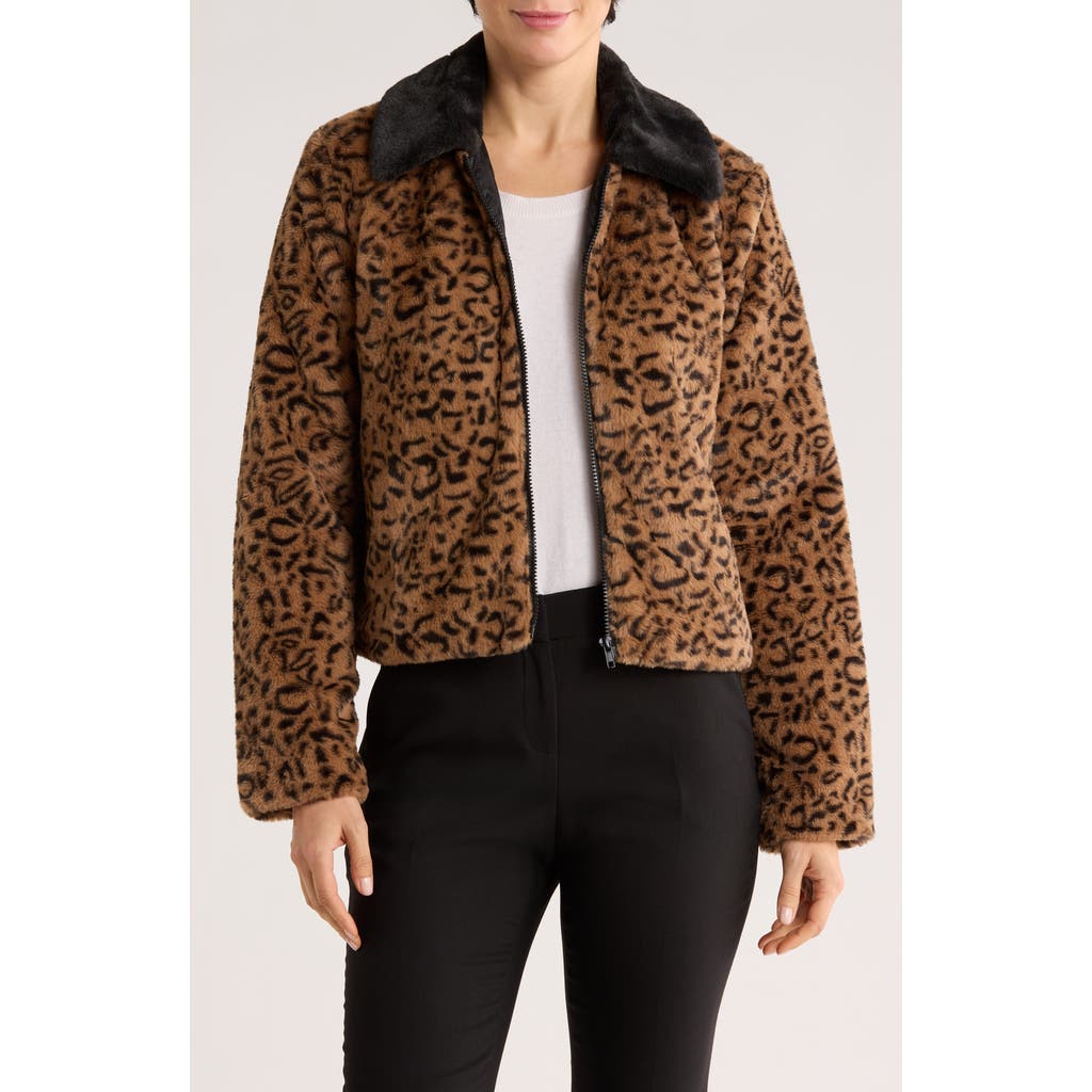 Elie Elie Tahari Leopard Print Faux Fur Jacket In Animal Print