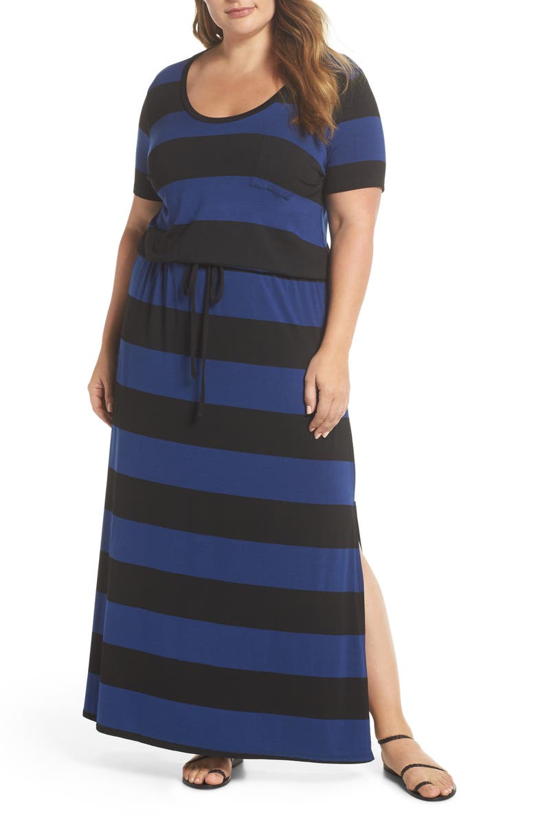 Caslon<sup>®</sup> Knit Drawstring Waist Maxi Dress, Main, color, 