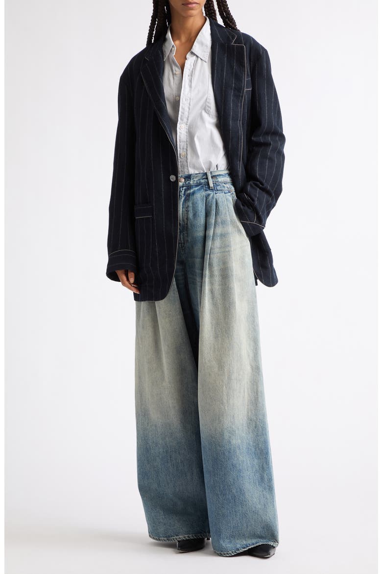 Ragged Pinstriped Wool Blazer, Alternate, color, NAVY AND WHITE STRIPE