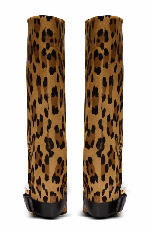 Balmain Anthem Leopard Print Leather Boots In Brown