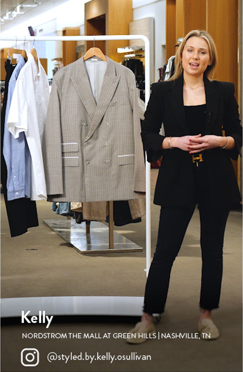 Pinstripe Double Breasted Wool Suit Jacket, sales video thumbnail