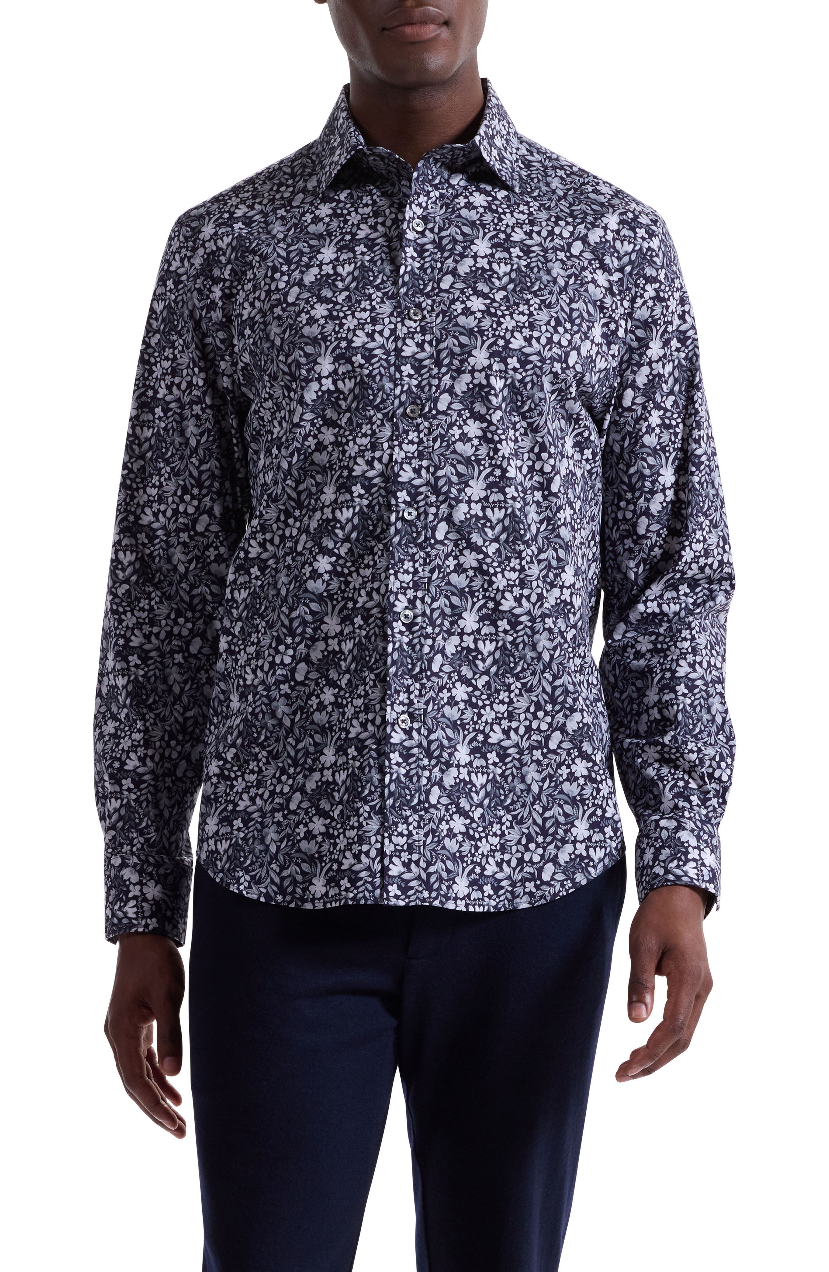 Axel Shaped Fit Floral Stretch Button-Up Shirt