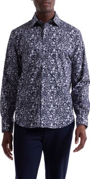 Bugatchi Axel Shaped Fit Floral Stretch Button-Up Shirt
