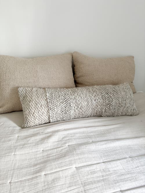 Anaya Textured Handwoven Pillow 14x40 With Down Alternative Insert In Taupe