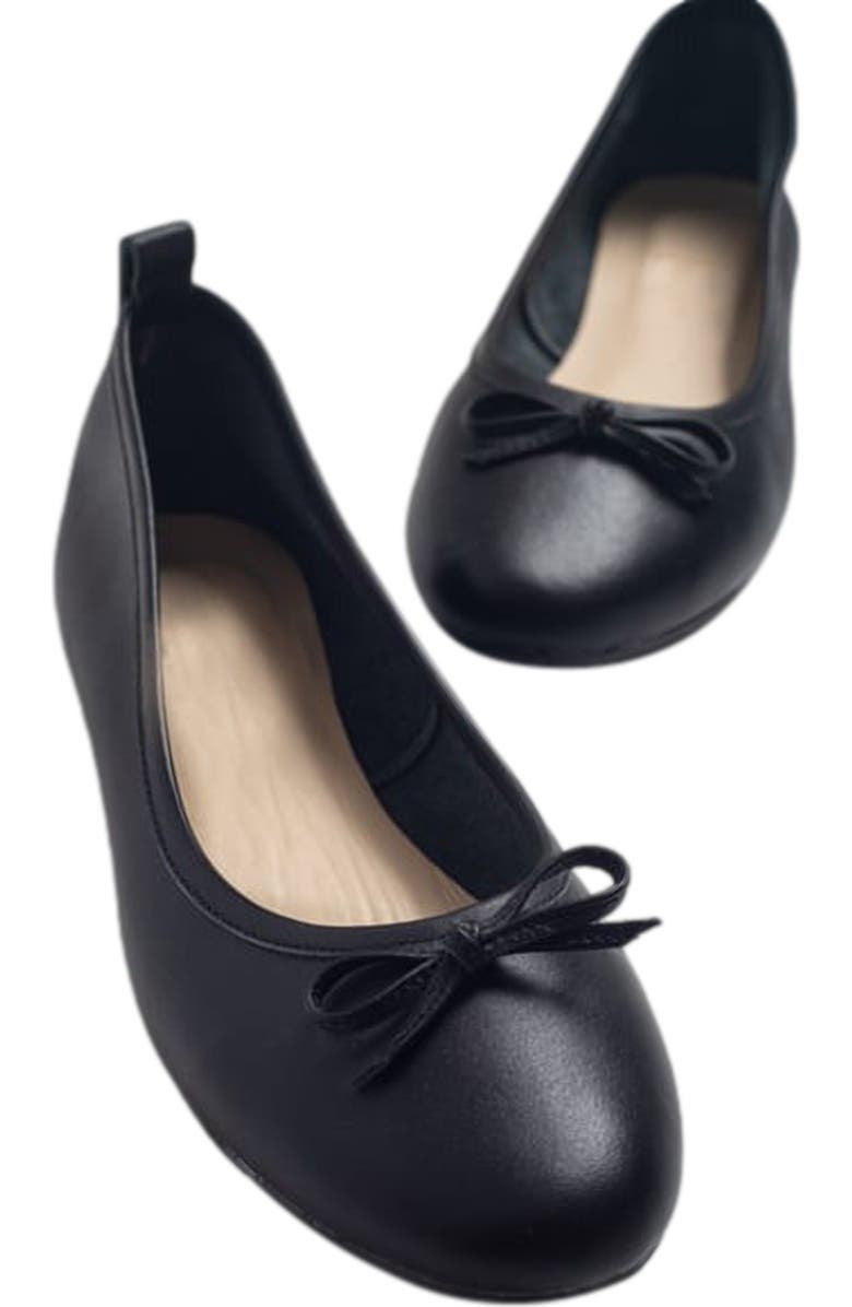 Forever & Always Shoes Florence Leather Ballerina Flats, Alternate, color, Black Leather