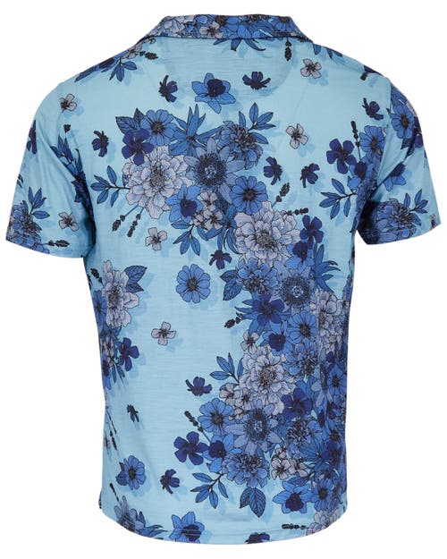 Lords Of Harlech Bobby Merino Wool Johnny Collar Polo City Geo In Blue