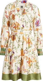 Anne Klein Floral Print Long Sleeve Dress