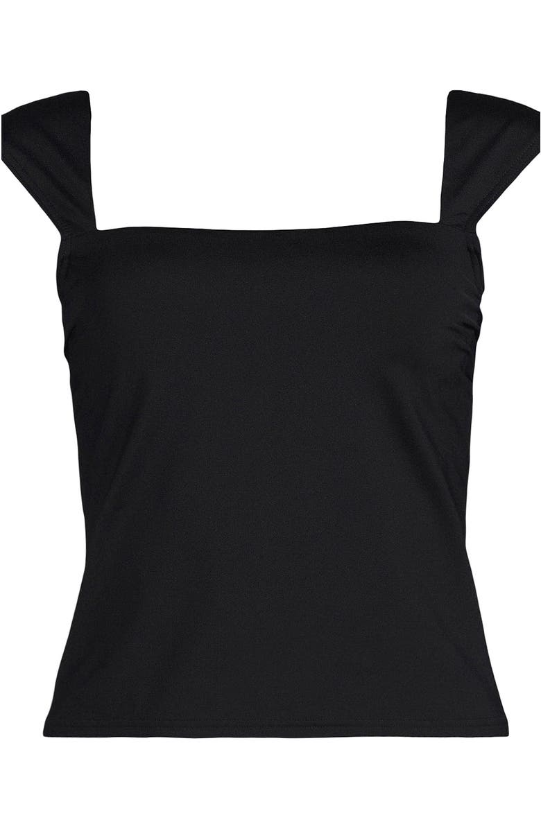 Lands' End Womens Square Neck Underwire Square Back Tankini Swimsuit Top, Alternate, color, Black