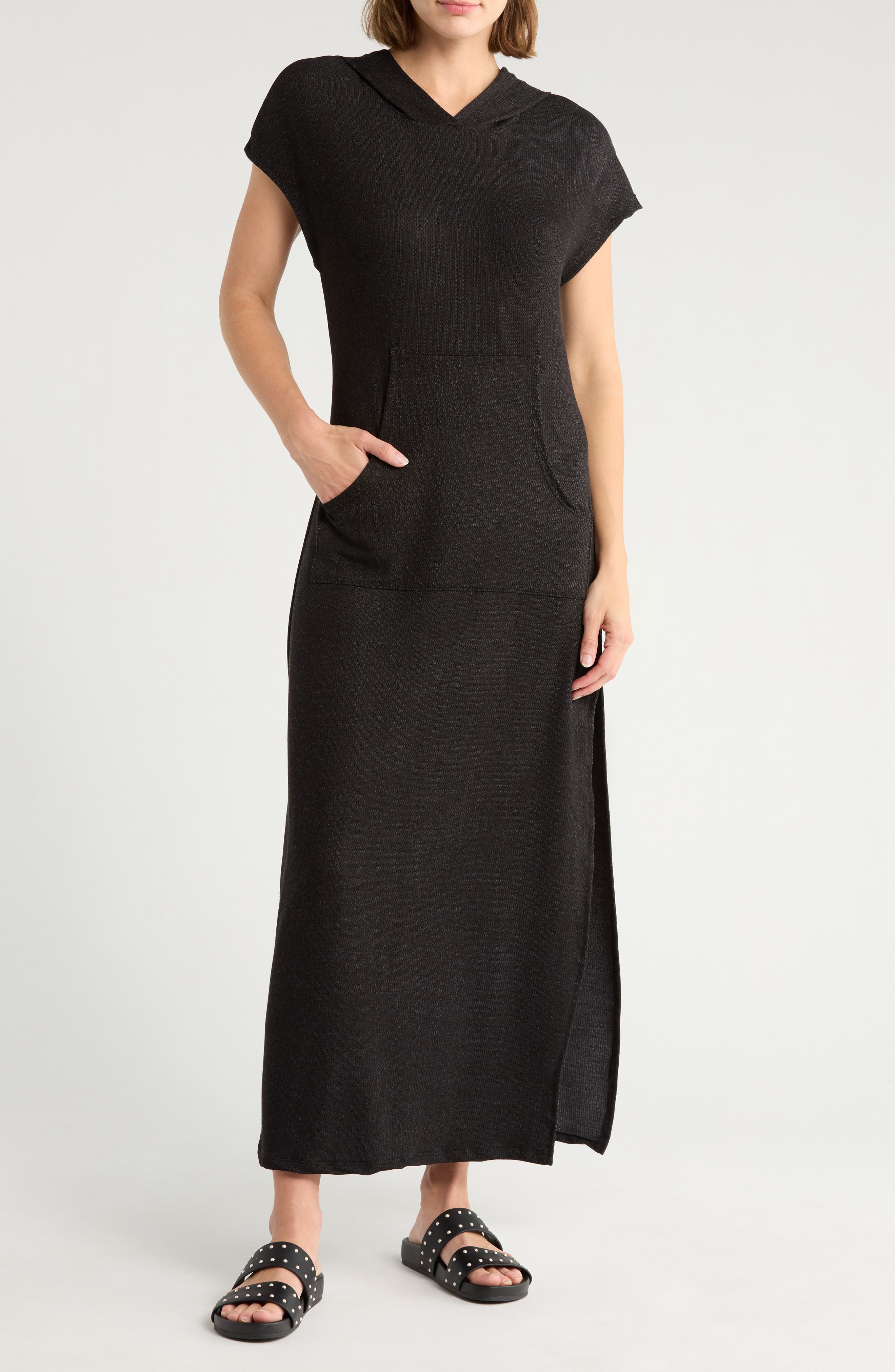 GO COUTURE Hooded Short Sleeve Maxi Dress