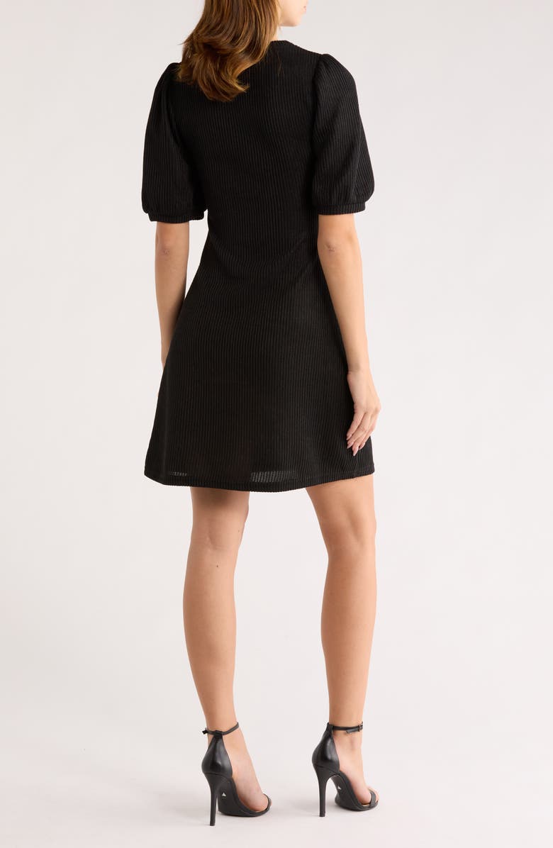 AREA STARS Double Bow Puff Sleeve Sweater Dress, Alternate, color, Black