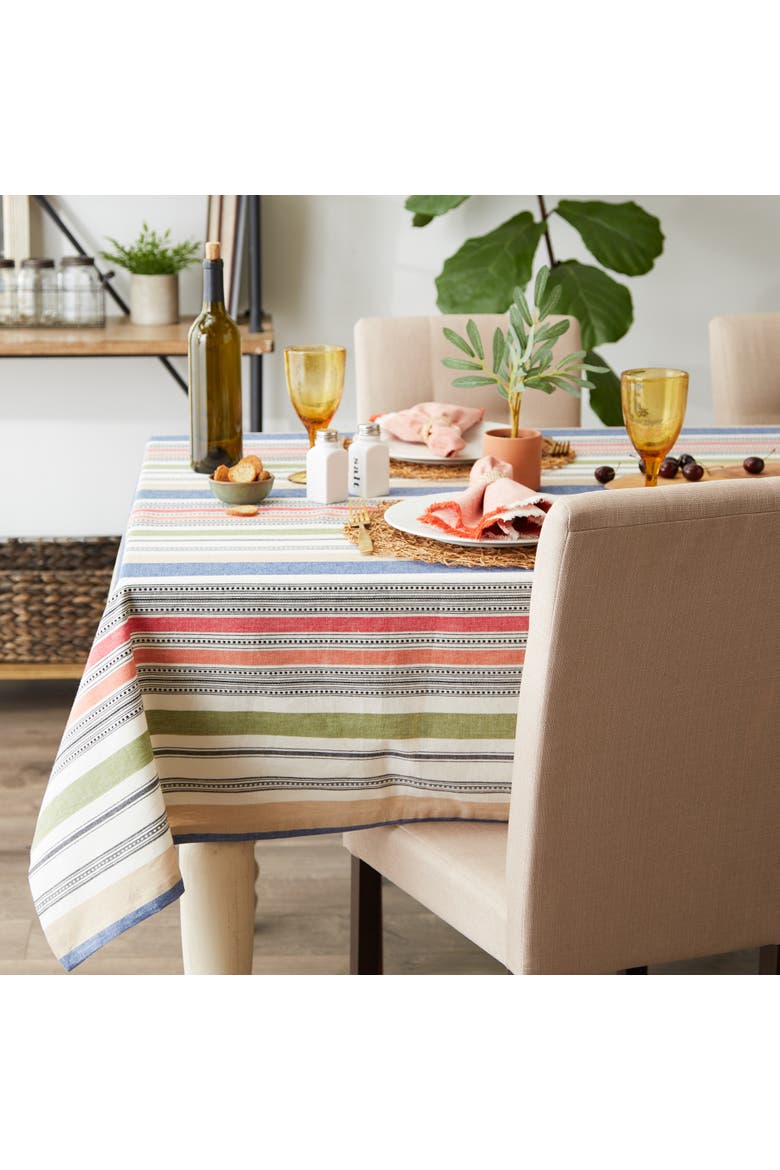 Warm Stripe Tablecloth 60x104", Alternate, color, Warm Stripe