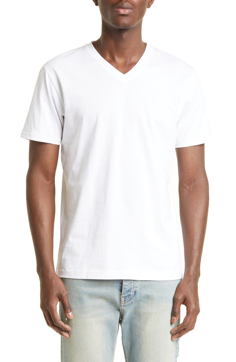 Sunspel V-Neck T-Shirt, Main, color, White