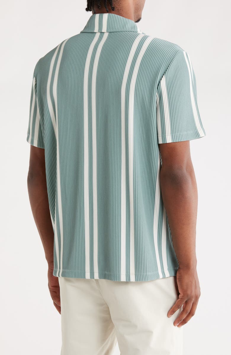 FOR THE REPUBLIC Stripe Short Sleeve Button-Up Shirt, Alternate, color, Green/ Ivory