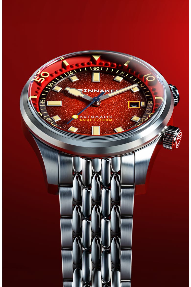 Bradner Automatic Bracelet Watch, 42mm, Alternate, color, RED