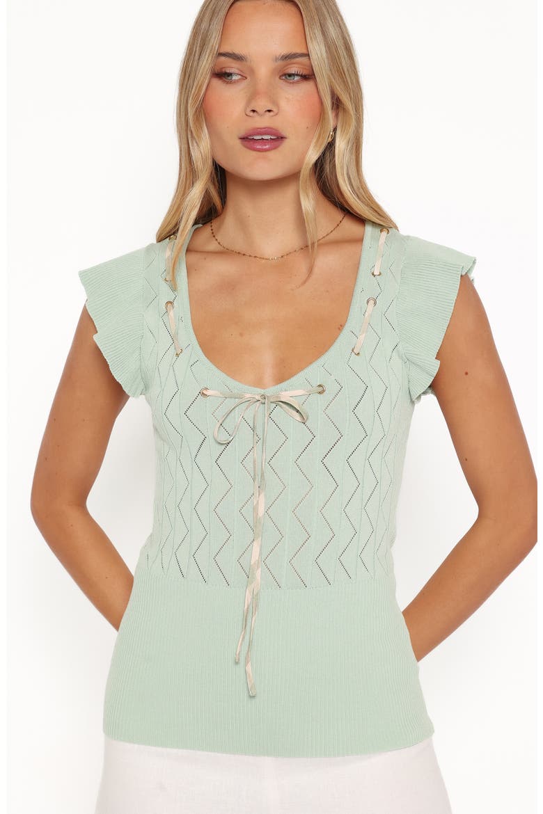 Tucker Pointelle Knit Top, Alternate, color, SAGE GREEN