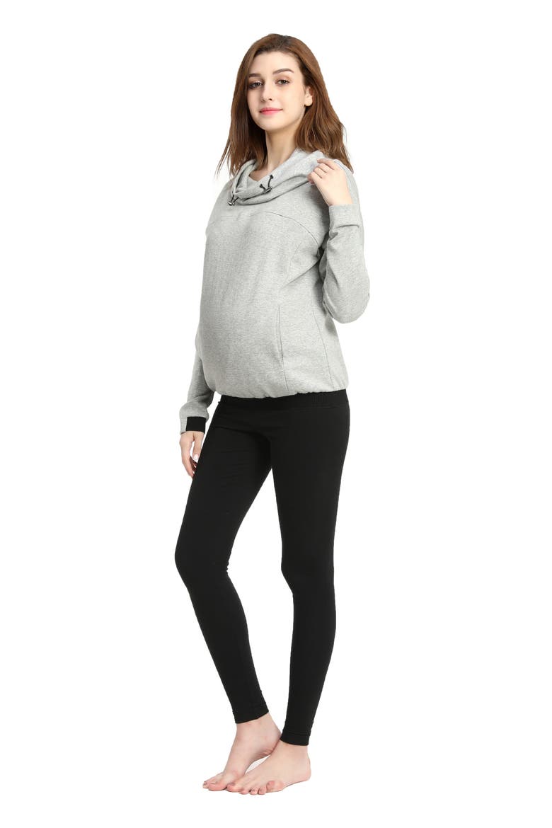 Samara Cowl Neck Maternity/Nursing Hoodie, Alternate, color, GRAY