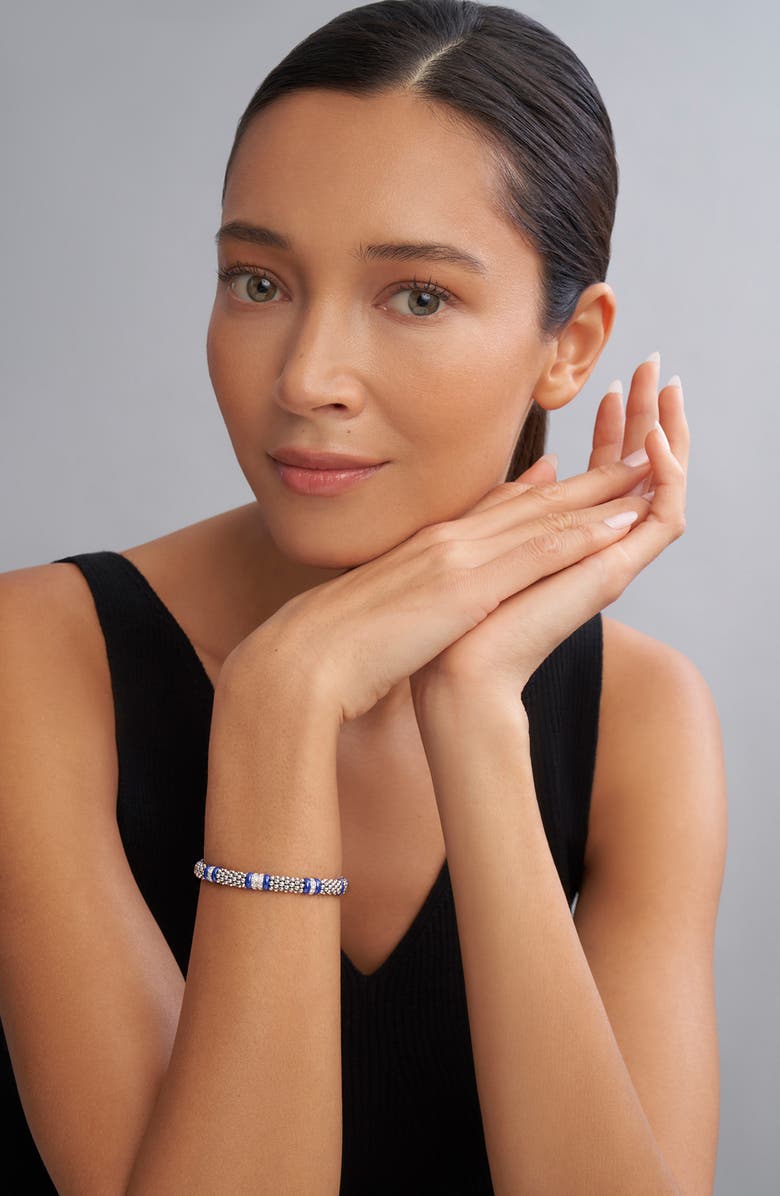 LAGOS Blue Caviar Diamond & Ceramic Station Rope Bracelet, Alternate, color, Marine