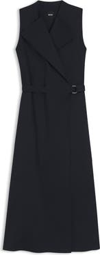BOSS Dimosa Sleeveless Belted Midi Wrap Dress