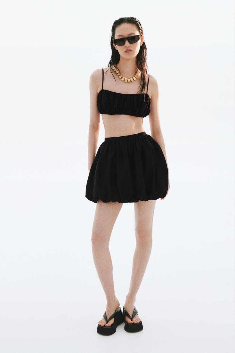 Bubble-hem Mini Skirt, Main, color, Black