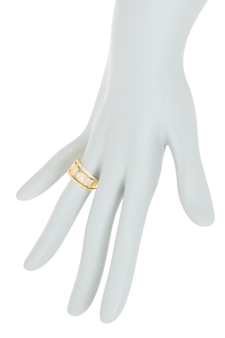 3-Piece Gold-Tone CZ Stacking Ring Set - Size 7, Alternate, color, CLEAR- GOLD