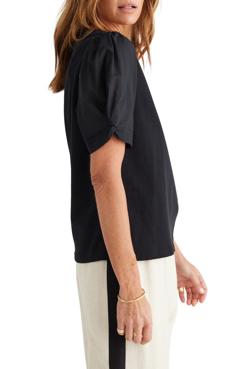 Brave+True Abigail Puff Sleeve Mixed Media Cotton Top, Alternate, color, 