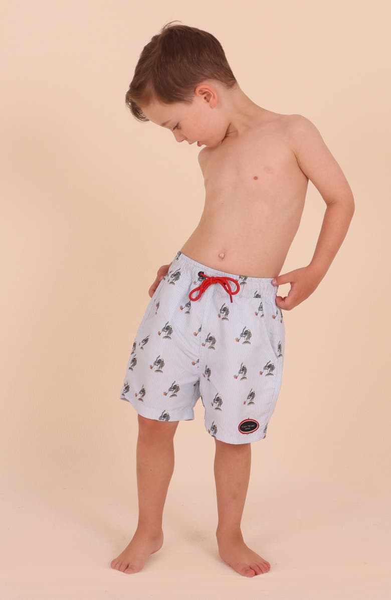 TINY TRIBE Kids' Fish Stripe Swim Trunks Toddler & Little Kid), Alternate, color, Multi Blue