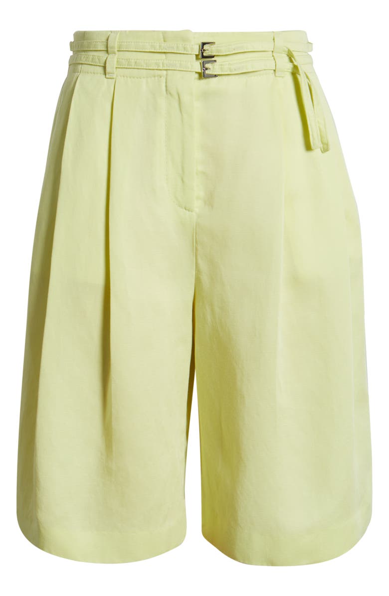BOSS Tilena Pleated Belted Shorts, Alternate, color, Pale Lime