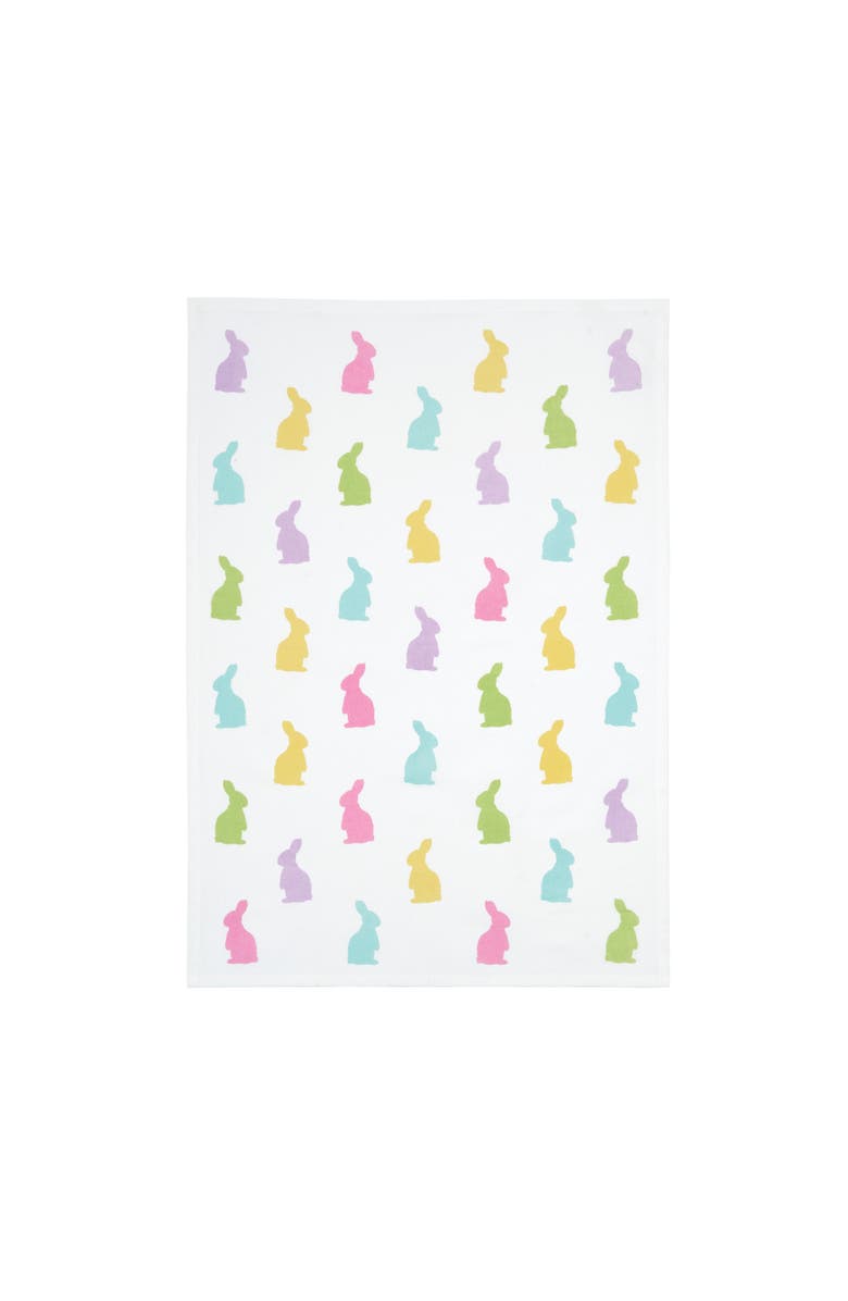 C&F Home Easter Bunny Rabbit Hop Silhouettes 100% Cotton Flour Sack Printed Kitchen Dishtowel, Alternate, color, White