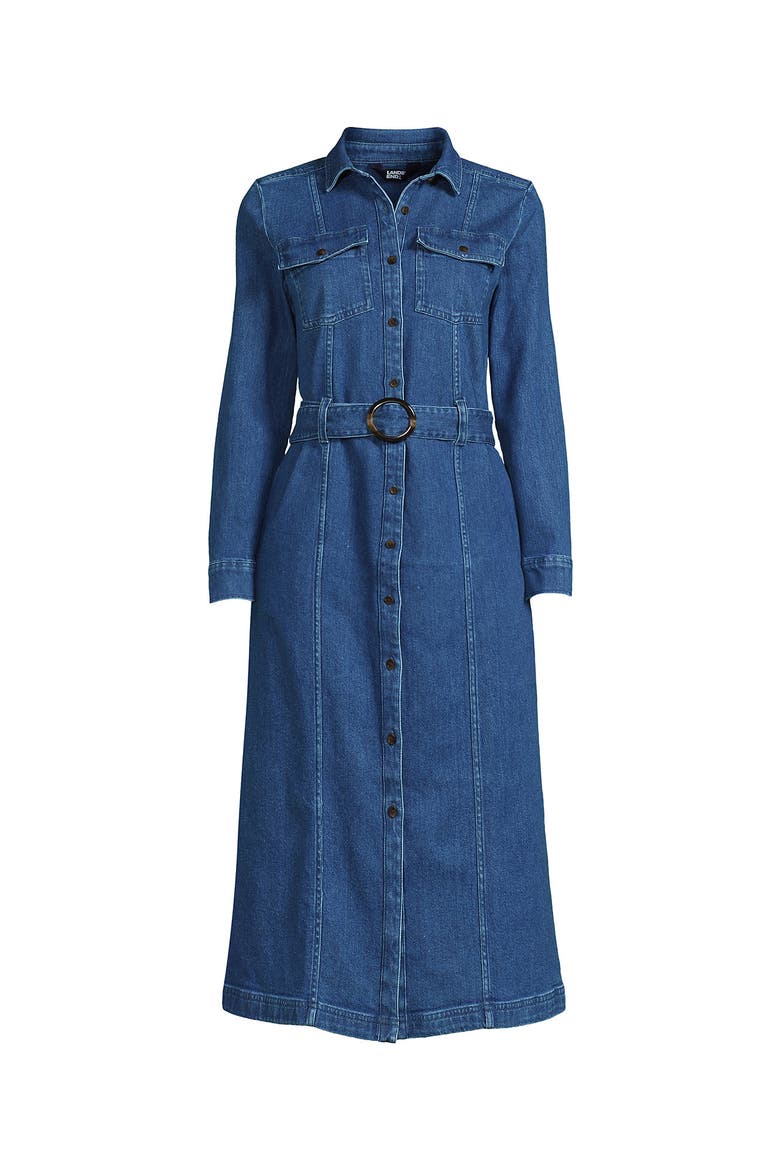 Plus Size Soft Denim Midi Shirt Dress, Alternate, color, Indigo Tide Blue