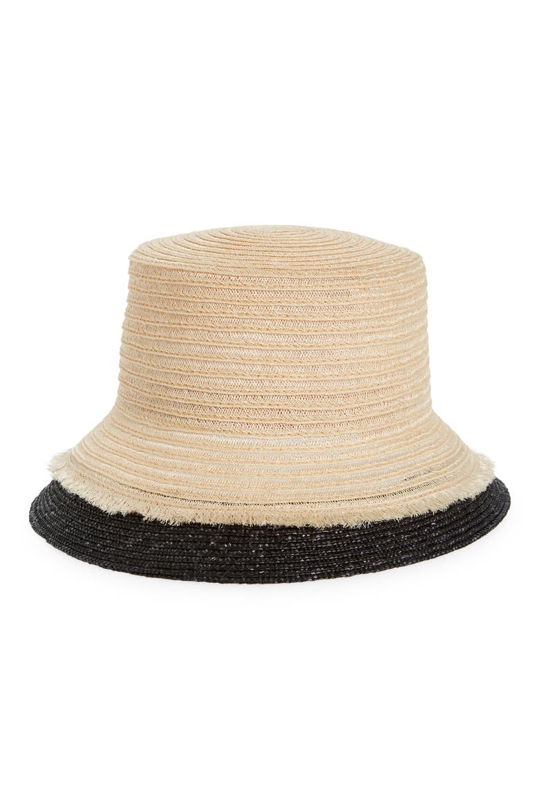Jonah Straw Bucket Hat, Main, color, NATURAL/ BLACK