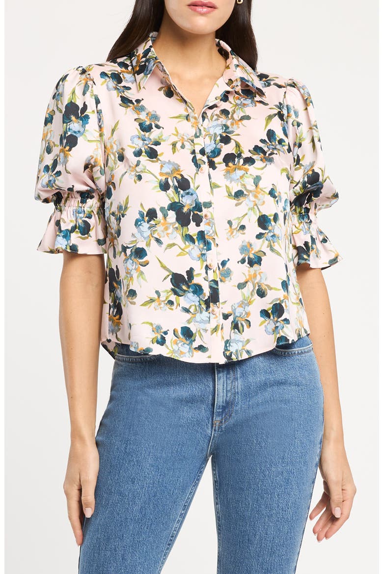Trailing Iris Fiona Floral Button-Up Top, Main, color, ROSY CLOUD MULTI
