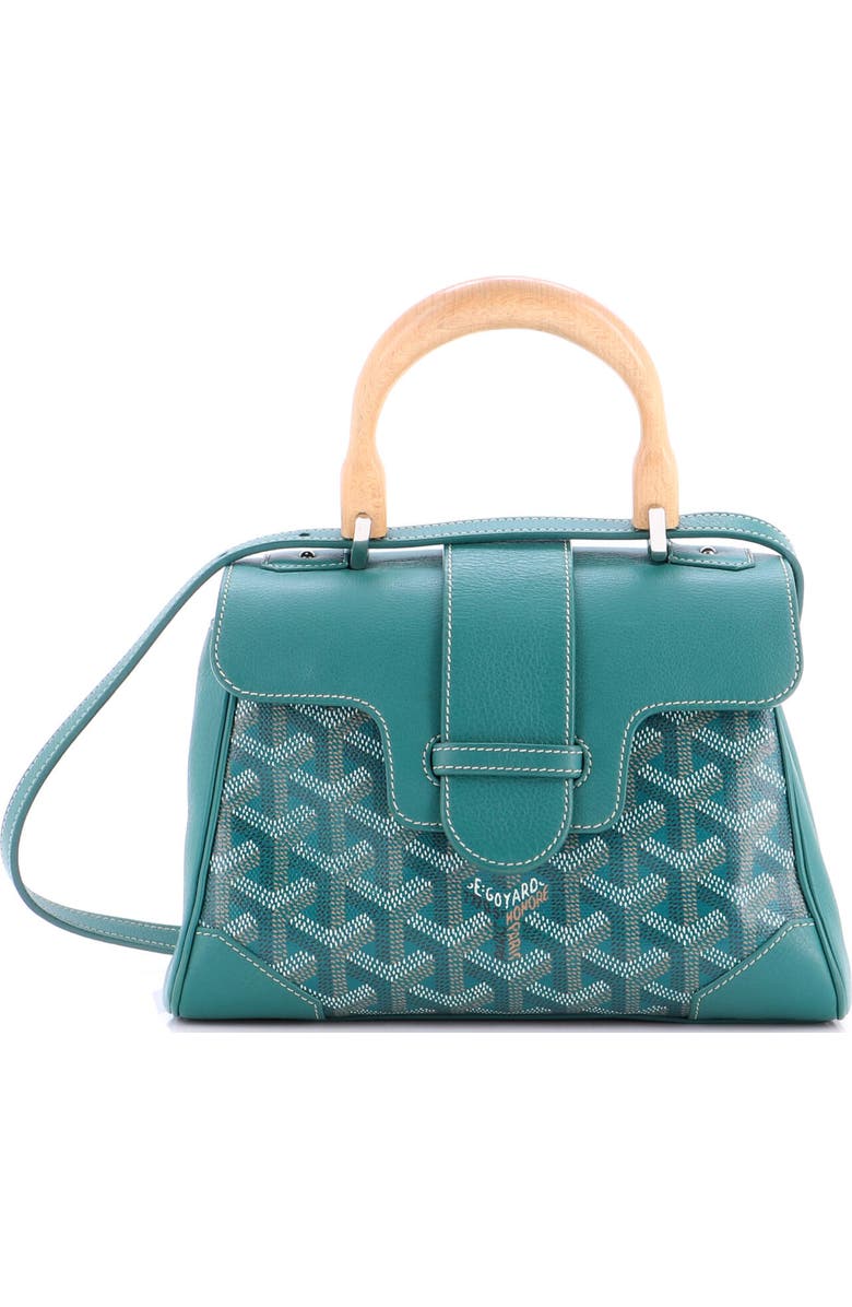 Pre-Owned Goyard Saigon Top Handle Bag Coated Canvas with Leather Mini, Main, color, Green