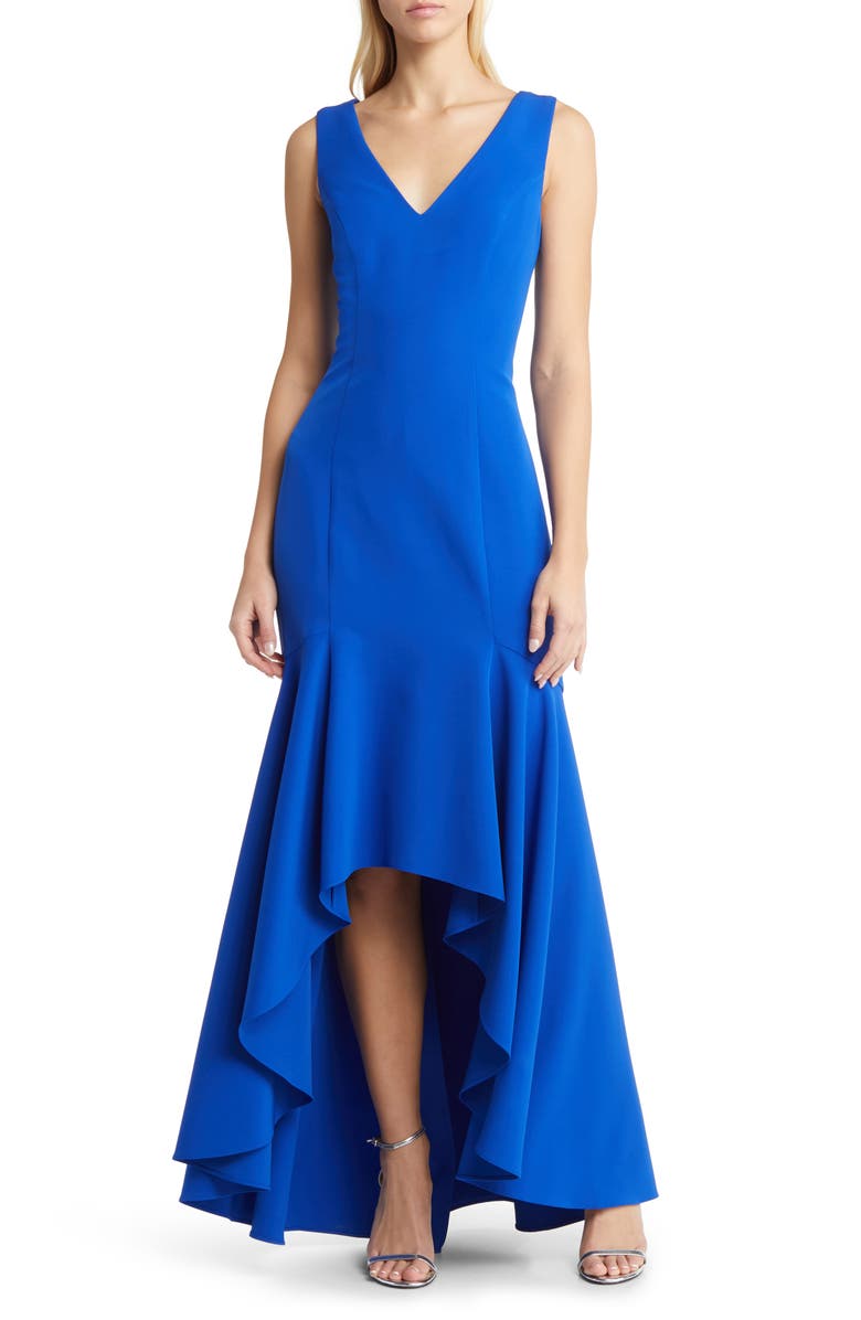 Vince Camuto Crepe High/Low Gown, Main, color, 