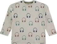 Stains and Stories by Babyface Allover Headphones Crewneck Long Sleeve T-Shirt