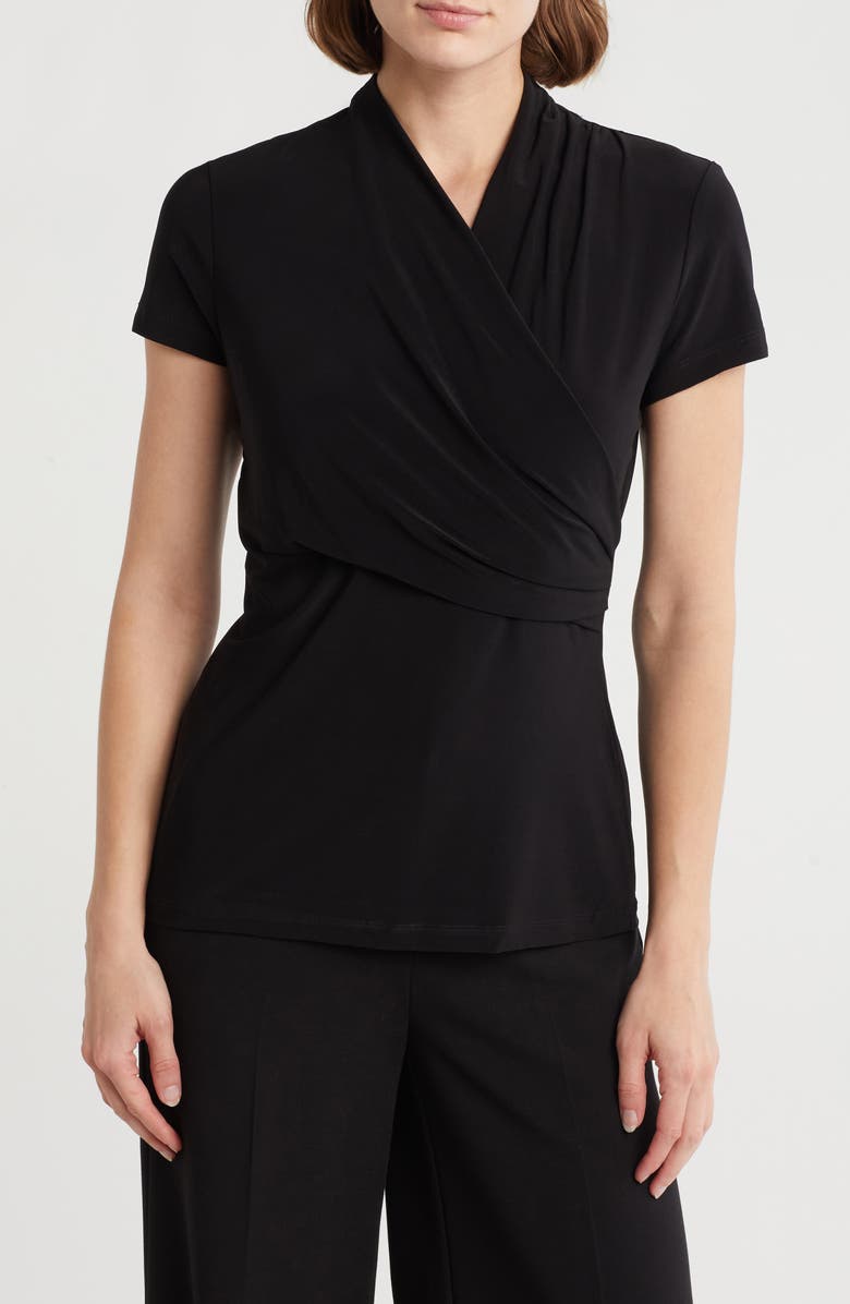DKNY Draped Short Sleeve Knit Top, Main, color,