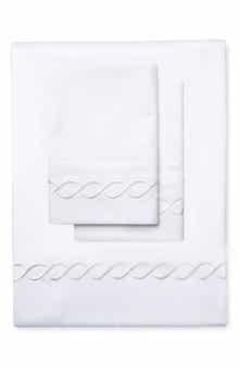 MELANGE HOME Rope Embroidered 600 Thread Count Cotton Sheet Set