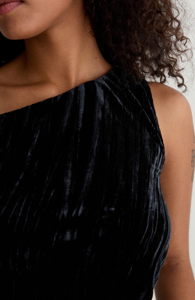 AG Rachel Asymmetric Cold Shoulder Velvet Top, Alternate, color, Super Black