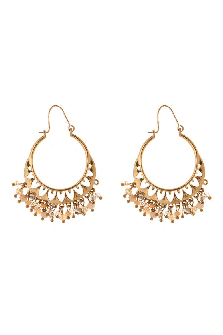 Shaky Beaded Filigree Hoop Earrings, Main, color, GOLD