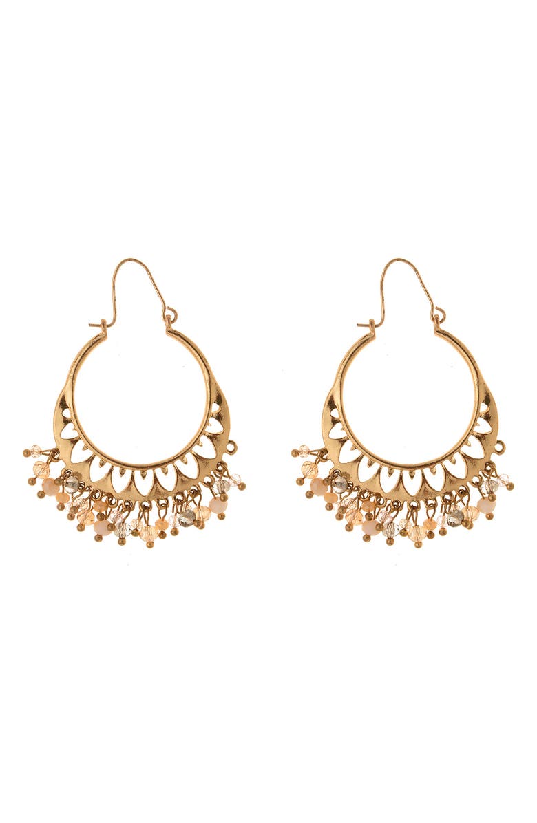 ZAXIE By Stefanie Taylor Shaky Beaded Filigree Hoop Earrings, Main, color, Gold