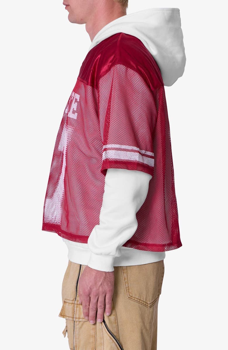 mnml Layered Jersey Hoodie, Alternate, color, Burgundy