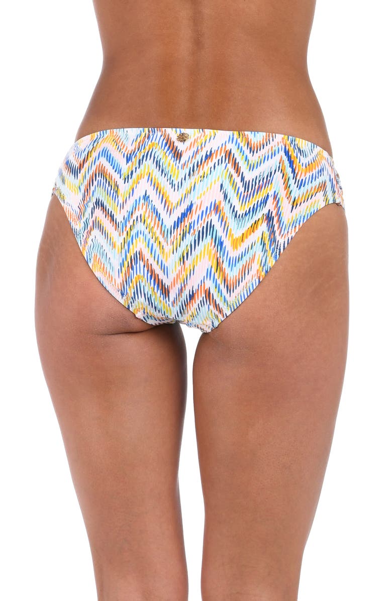 Sunshine 79 Soul Shirred Side Hipster Bikini Bottoms, Alternate, color, White Multi