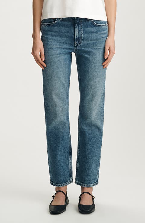 New York High Waist Ankle Straight Leg Jeans