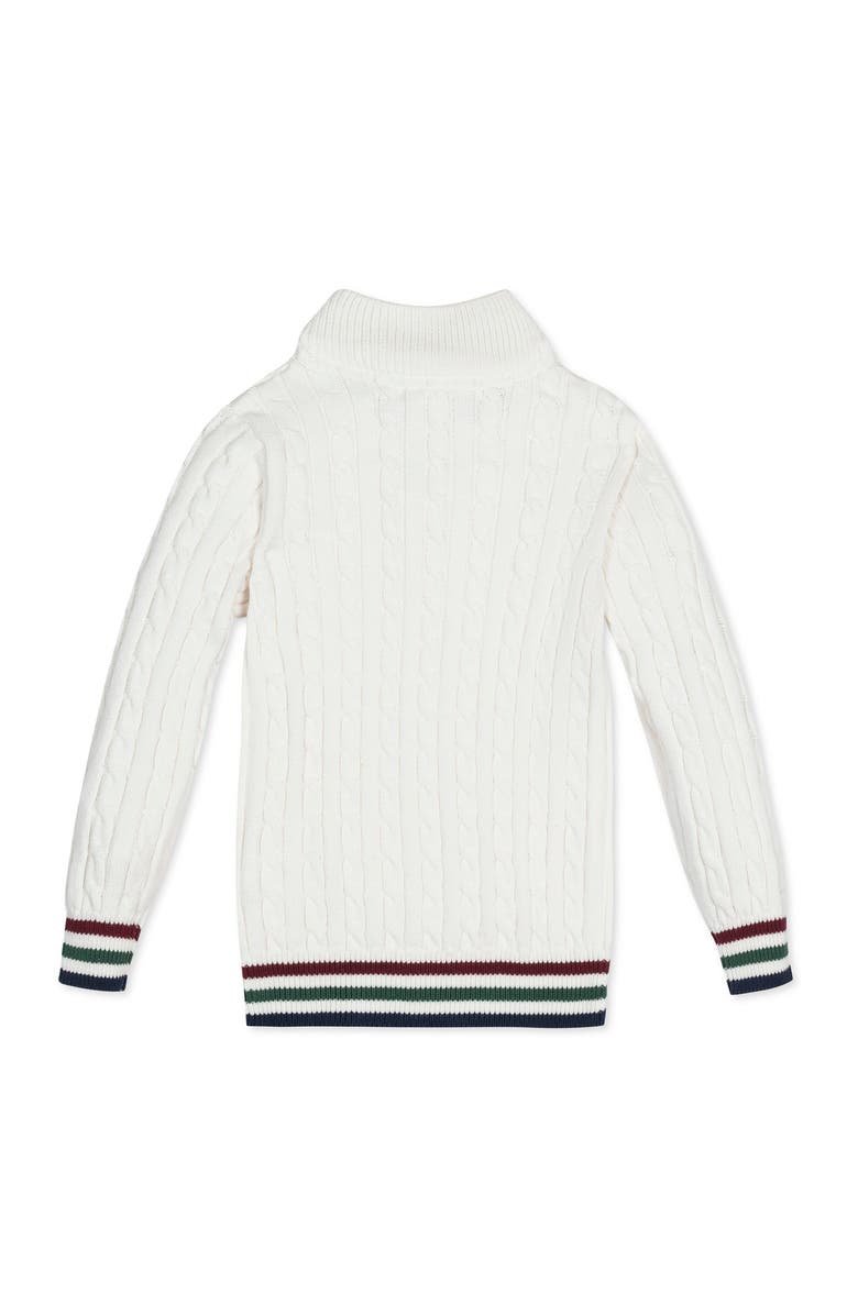 Hope & Henry Baby Boys' Organic Mock Neck Cable Sweater, Infant, Alternate, color, Soft White Cable Tipping