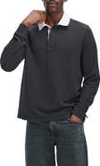 rag & bone Classic Long Sleeve Pima Cotton Piqué Rugby Polo