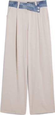 Desigual Mixed Media Wide Leg Pants