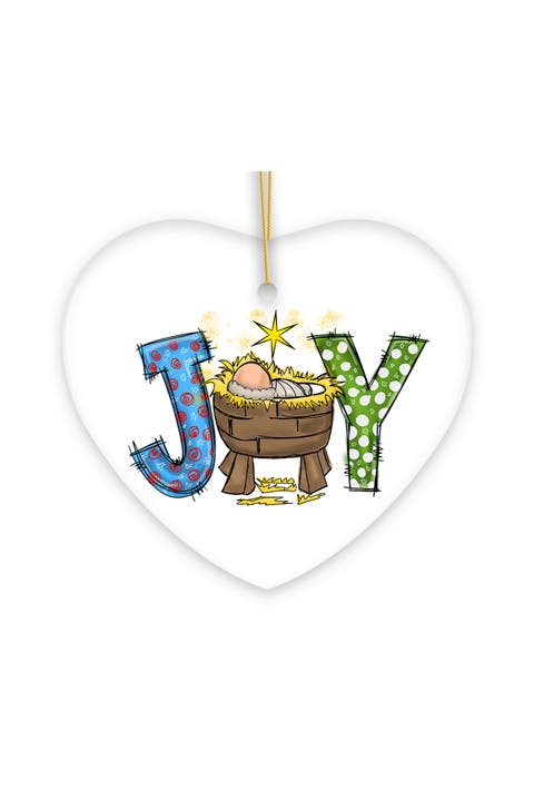 Joy Nativity Baby Jesus Heart Ceramic Ornament