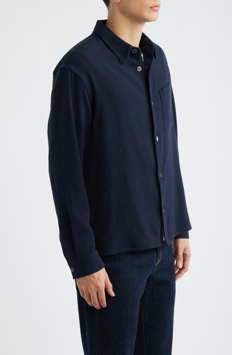 FRAME Open Weave Cotton Blend Button-Up Shirt, Alternate, color, Dark Navy